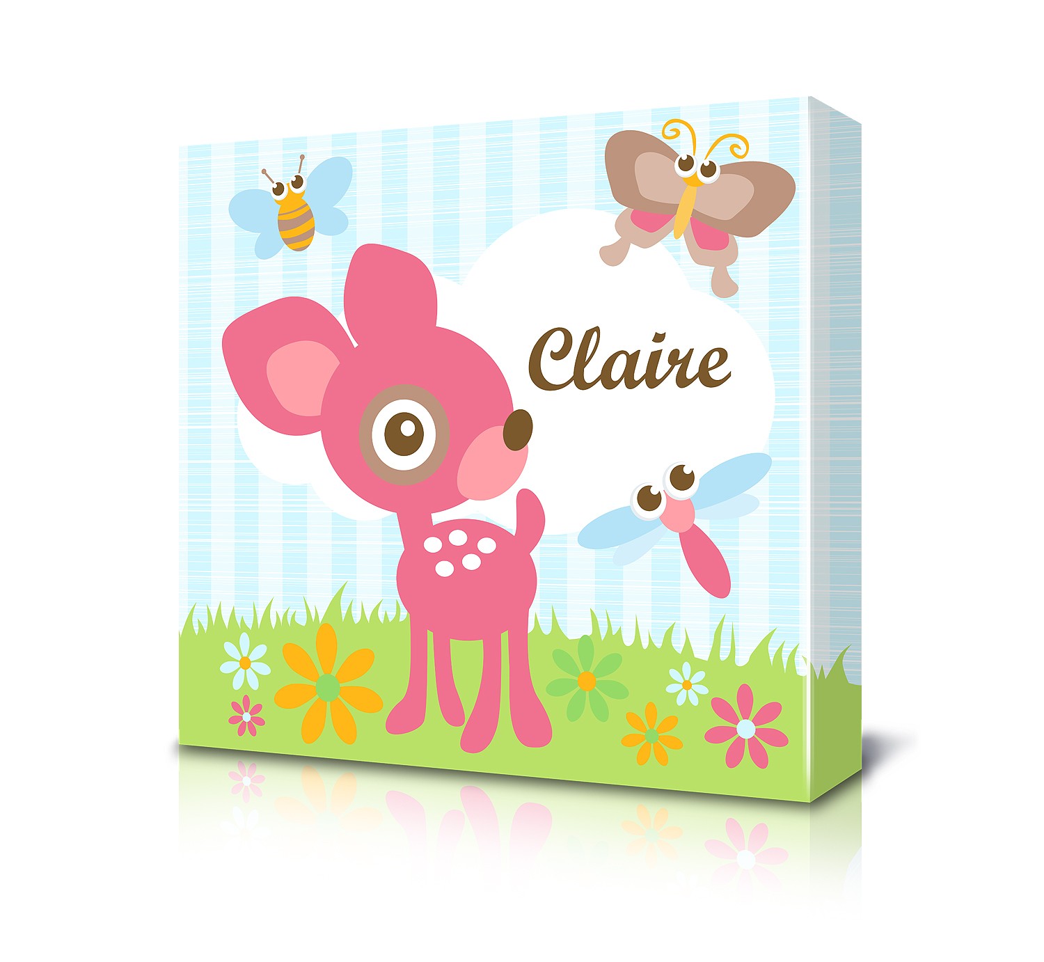 Square Canvas with Pink Deer