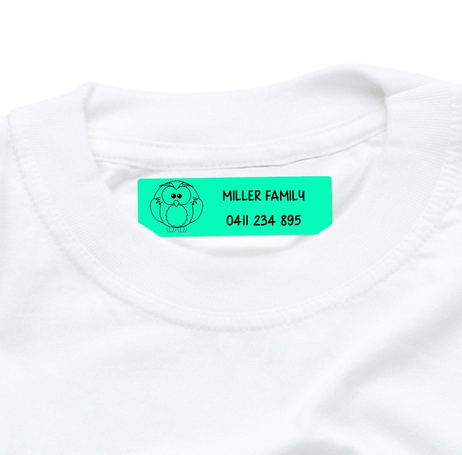 Iron On Clothing Label Aquamarine