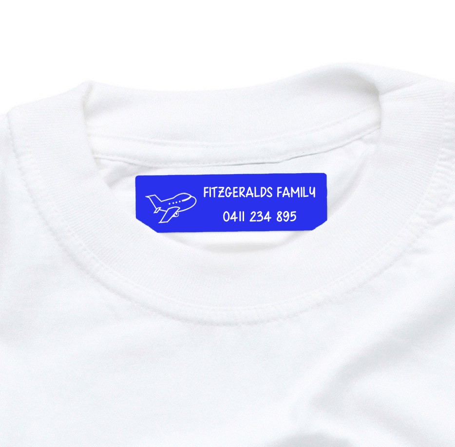 Iron On Clothing Label Blue