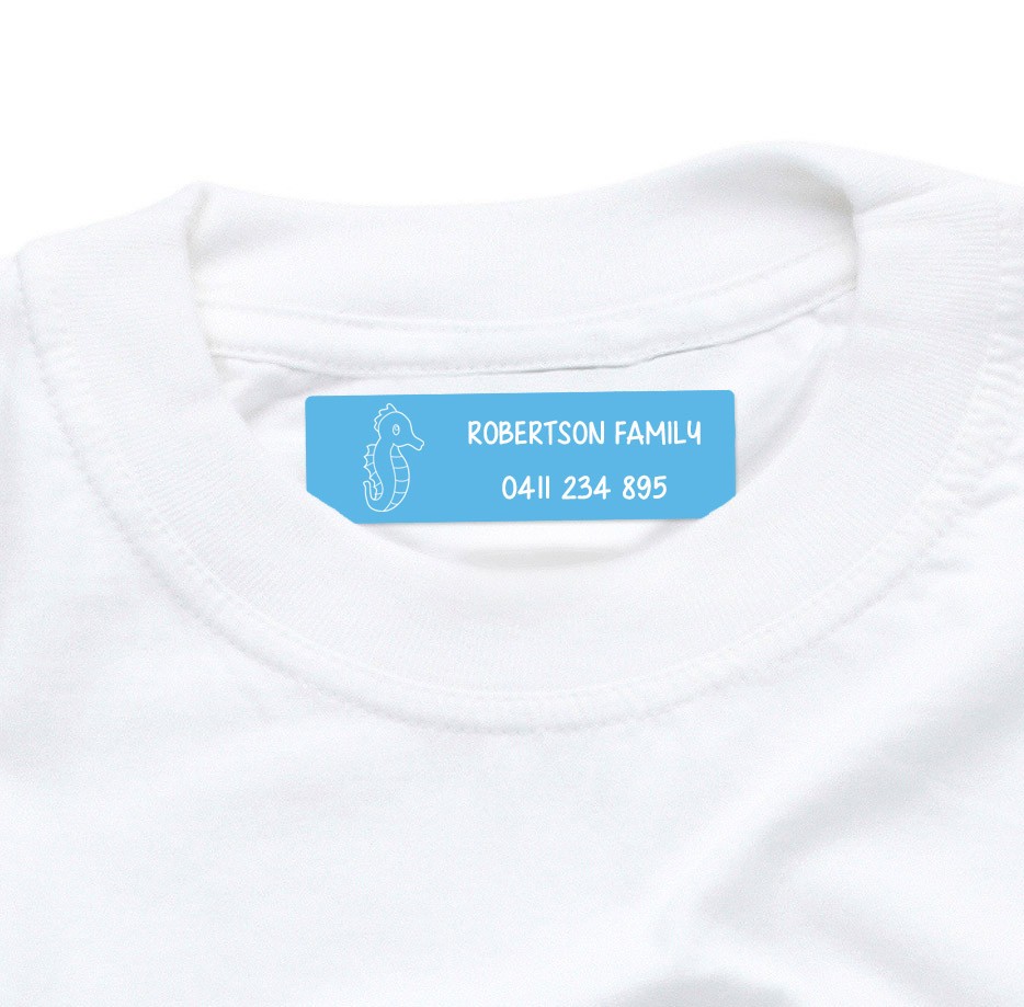 Iron On Clothing Label Medium Blue