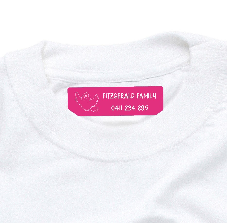 Iron On Clothing Label Pink