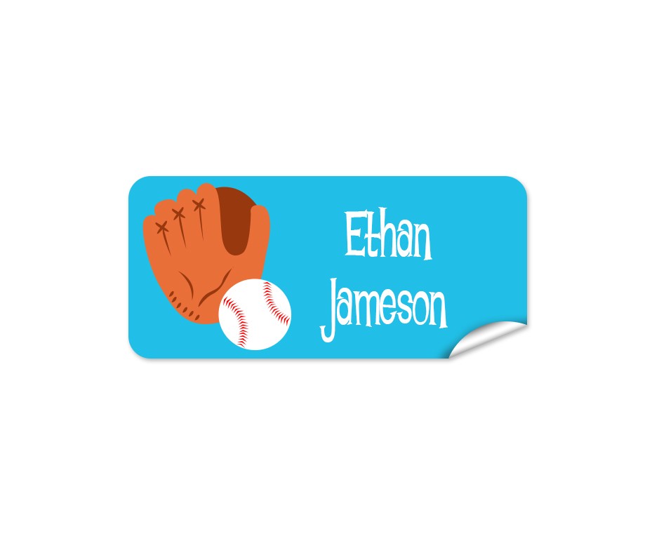 Blue Baseball Rectangle Name Label