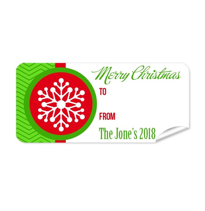 Christmas Gift Label with Red Snow Flake