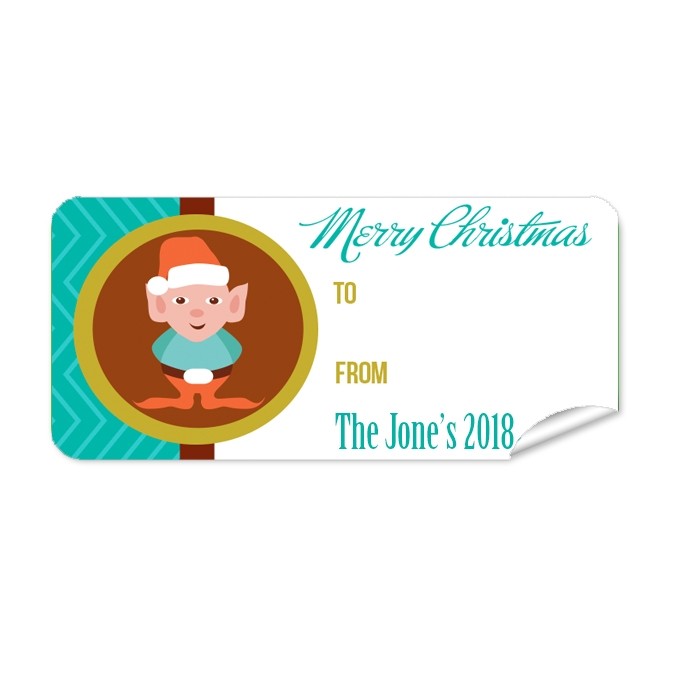 Christmas Gift Label with Elf