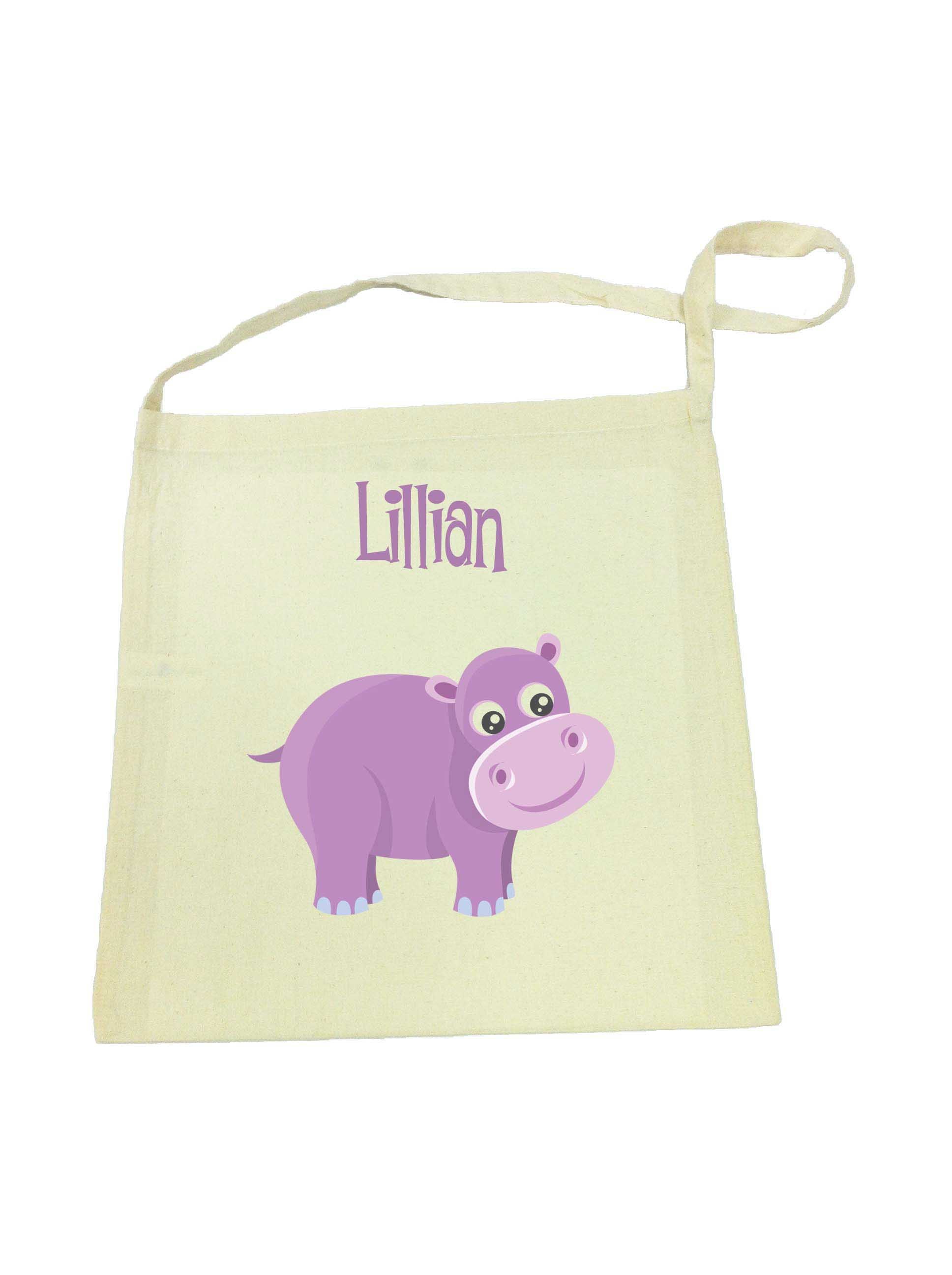 Library Bag with Purple Hippo