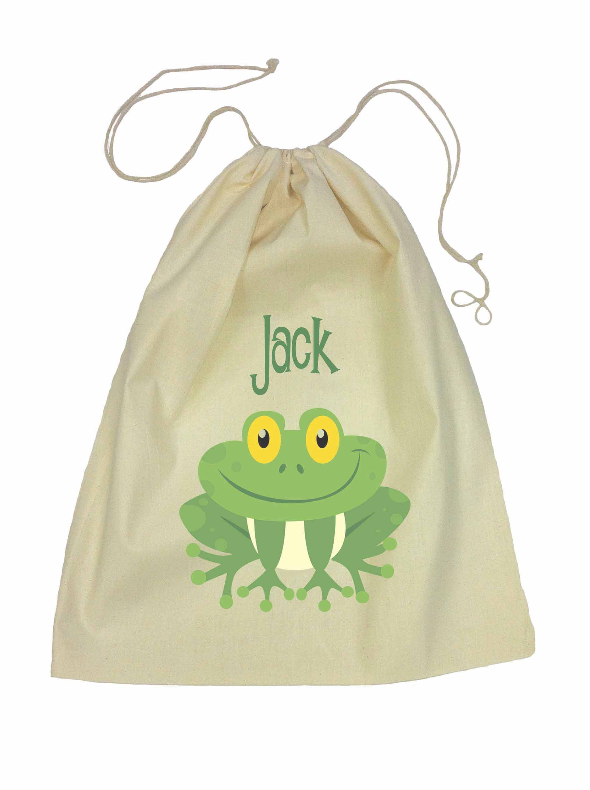 Drawstring Library Bag with Green Frog