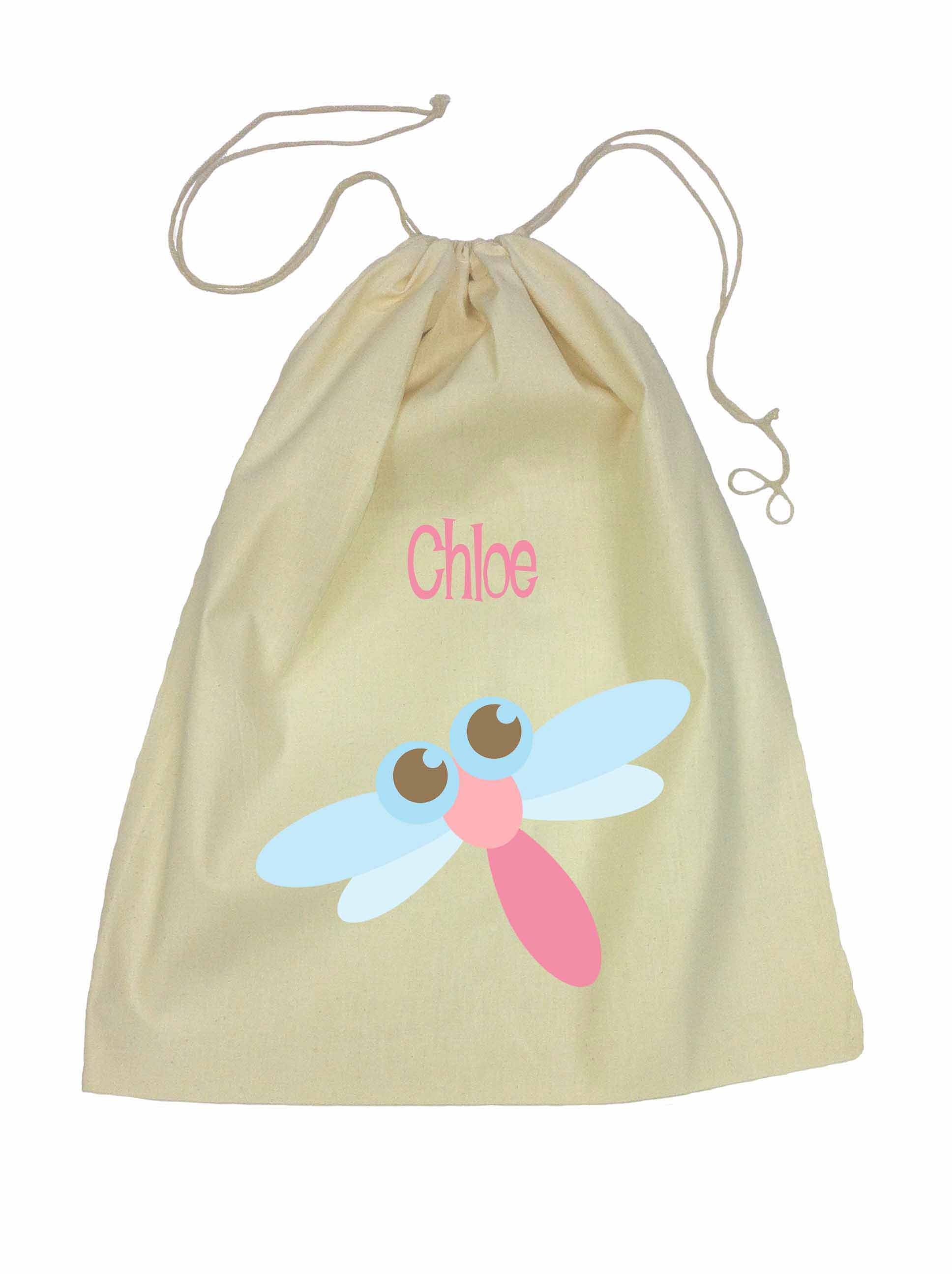 Drawstring Library Bag with Dragonfly