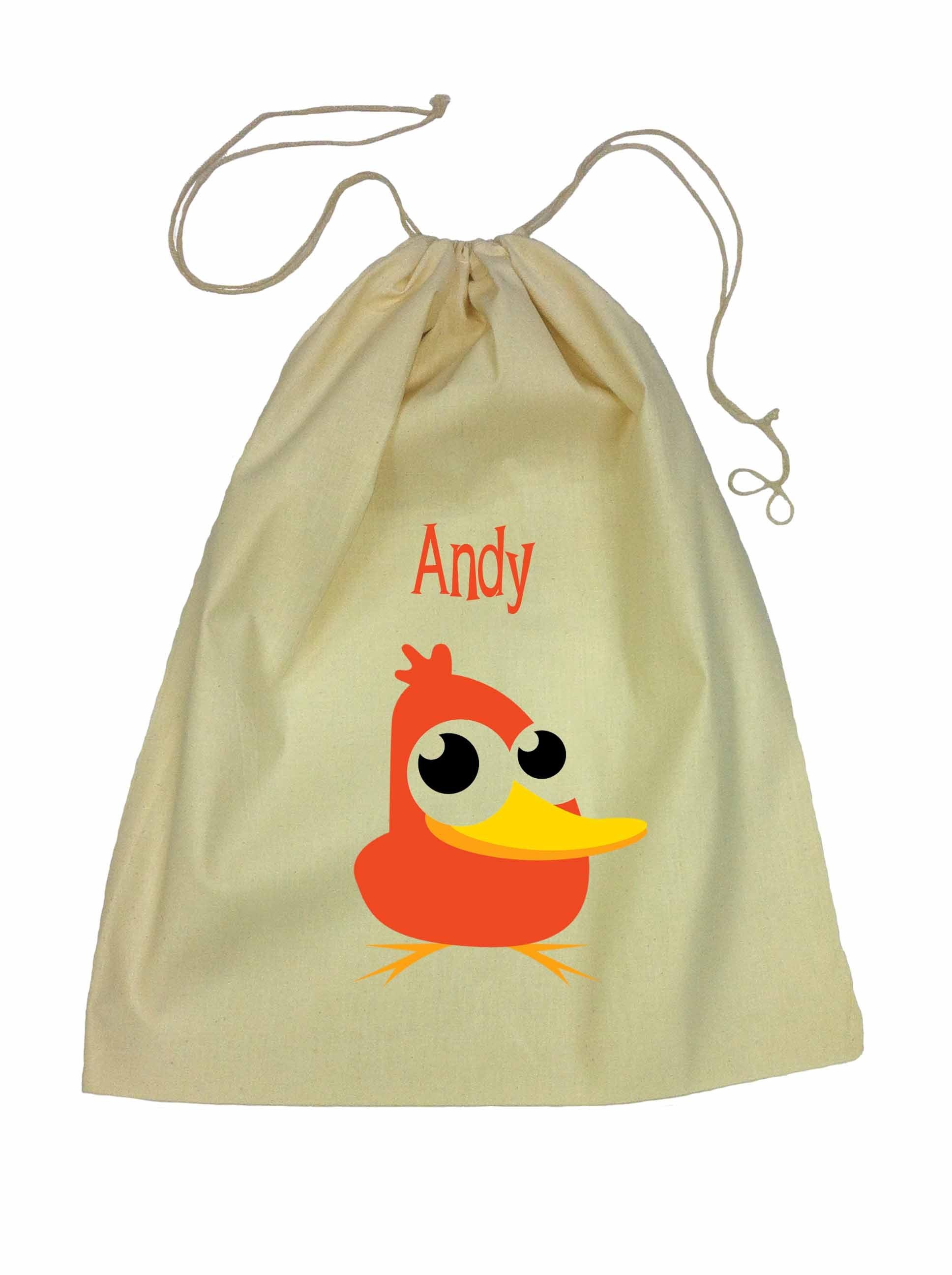 Drawstring Library Bag with Orange Duck