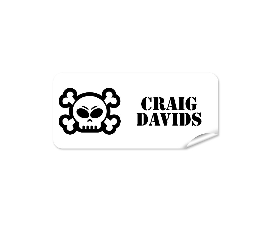 Black Skull Rectangle Name Label