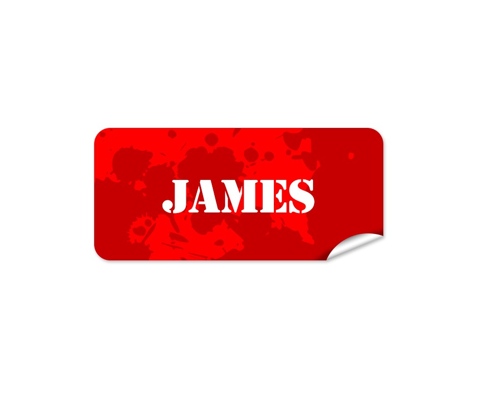 Red Splatter Rectangle Name Label