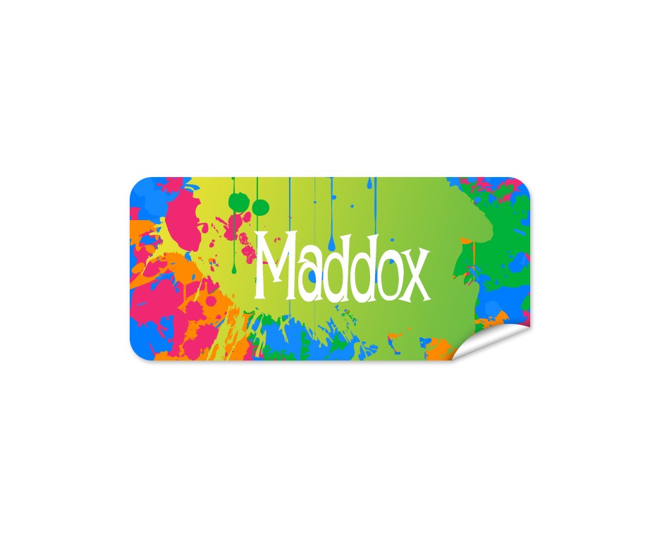 Rainbow Splatter Rectangle Name Label