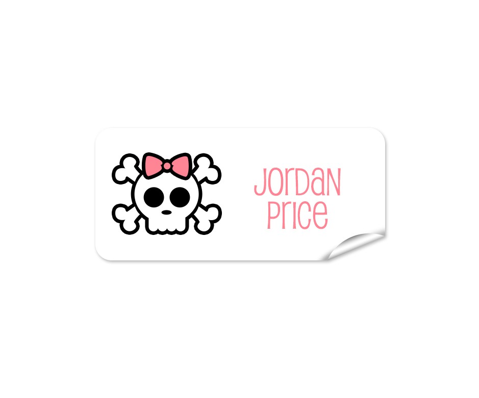 Cute Skull Rectangle Name Label