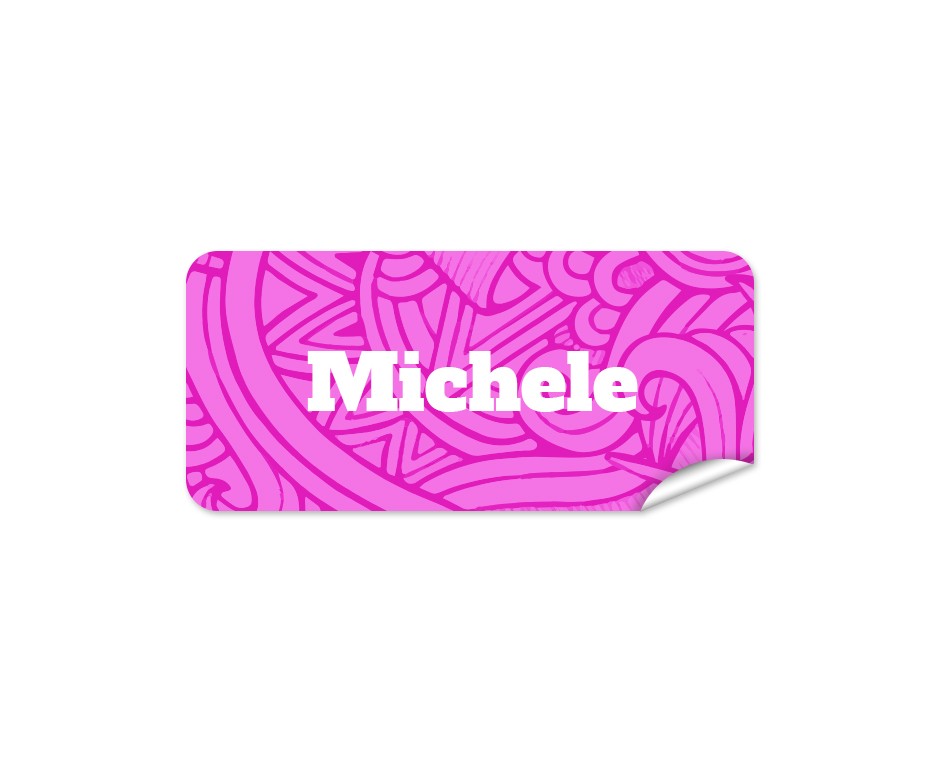 Pink Aztec Rectangle Name Label