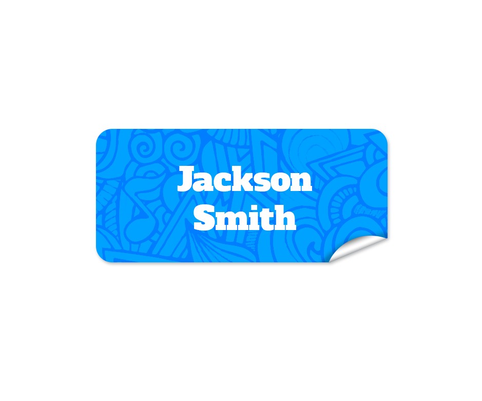 Blue Aztec Rectangle Name Label