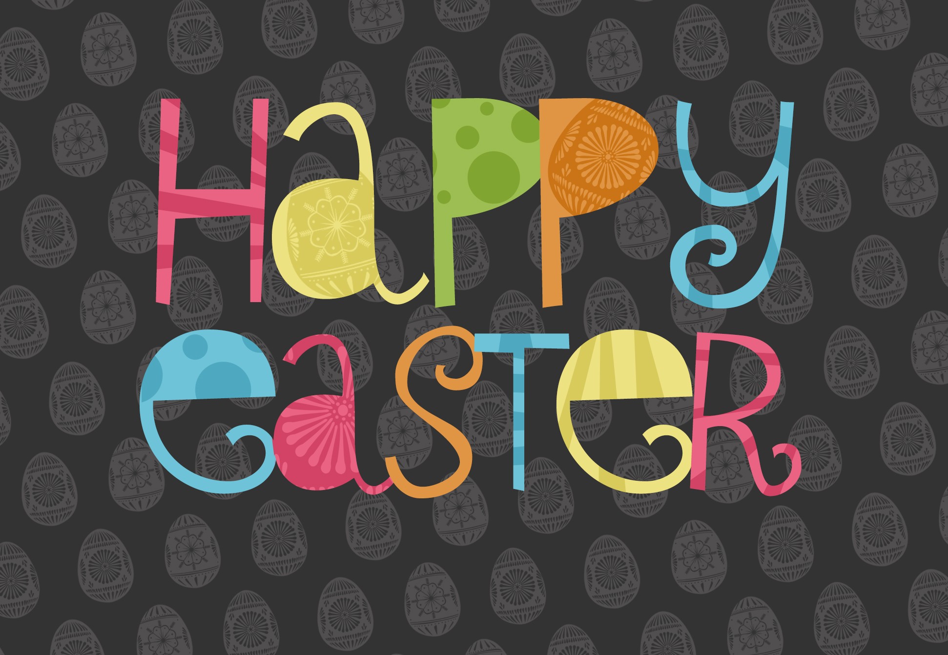 Easter Postcard, Black Egg Design