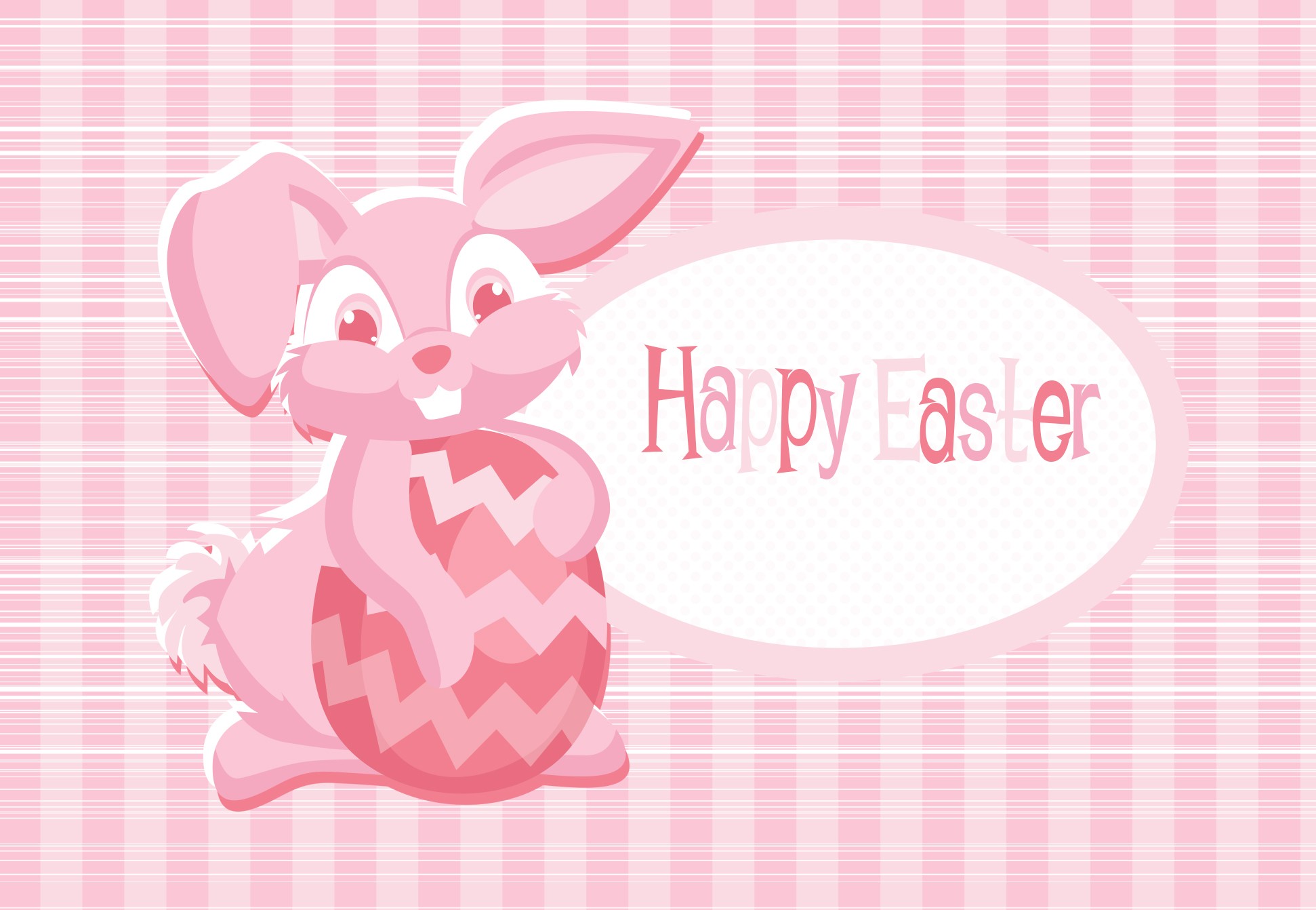 Easter Postcard, Pink Bunny Design