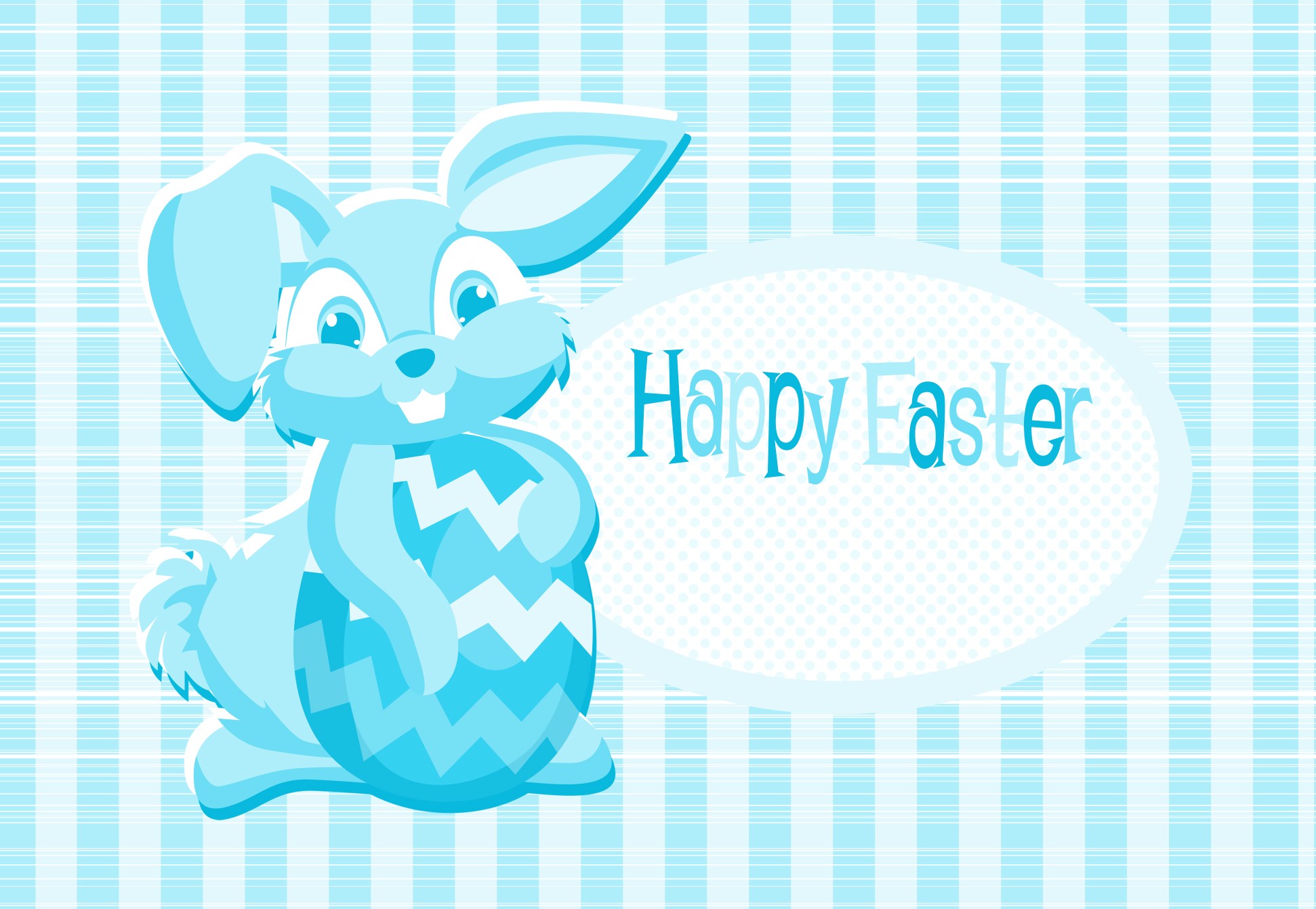 Easter Postcard, Blue Bunny Design