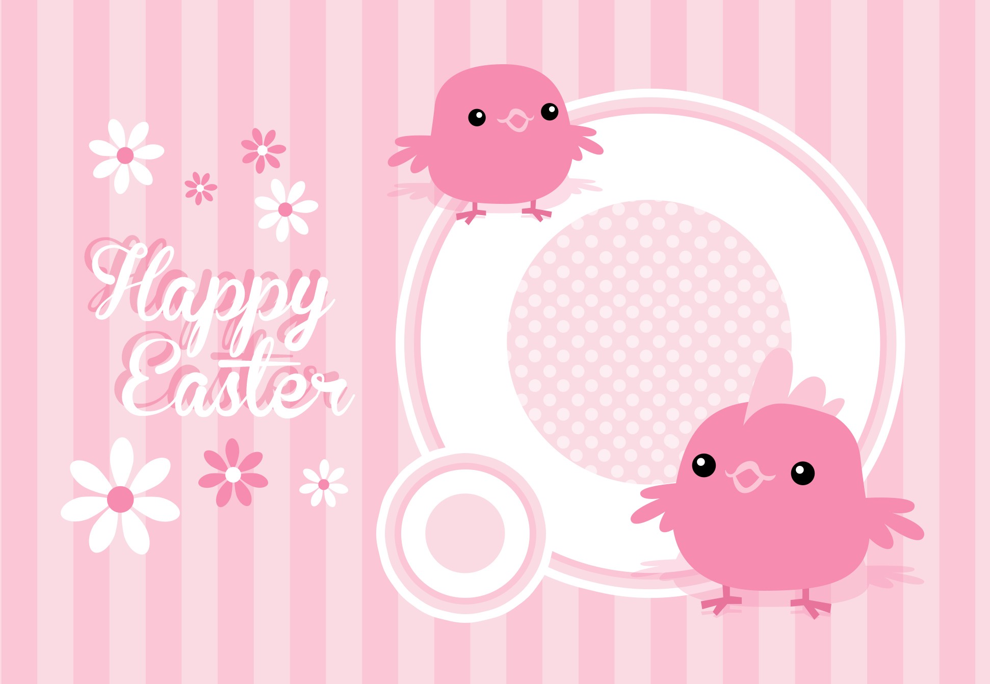 Easter Postcard, Cute Birds Design