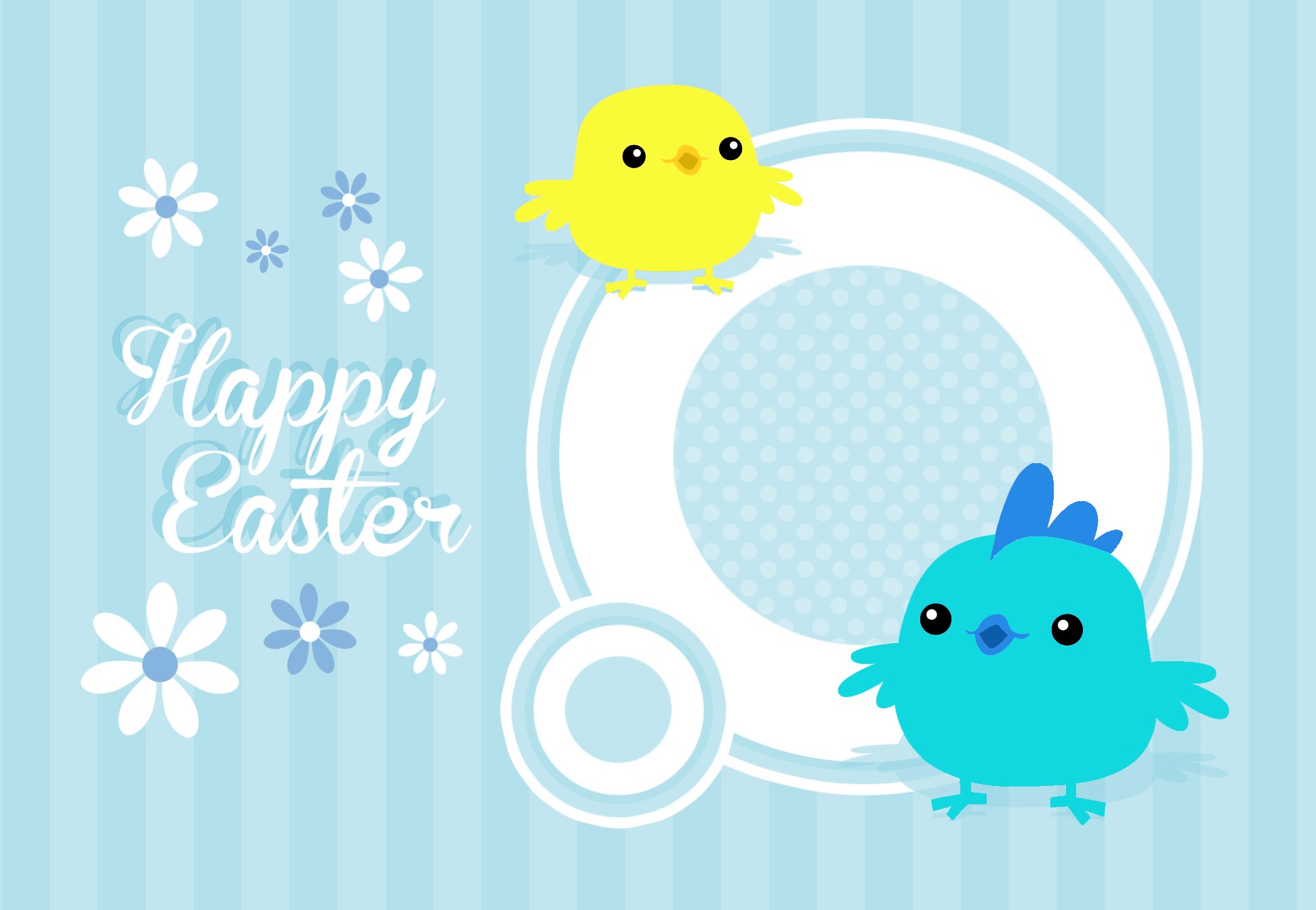 Easter Postcard, Blue Birds Design