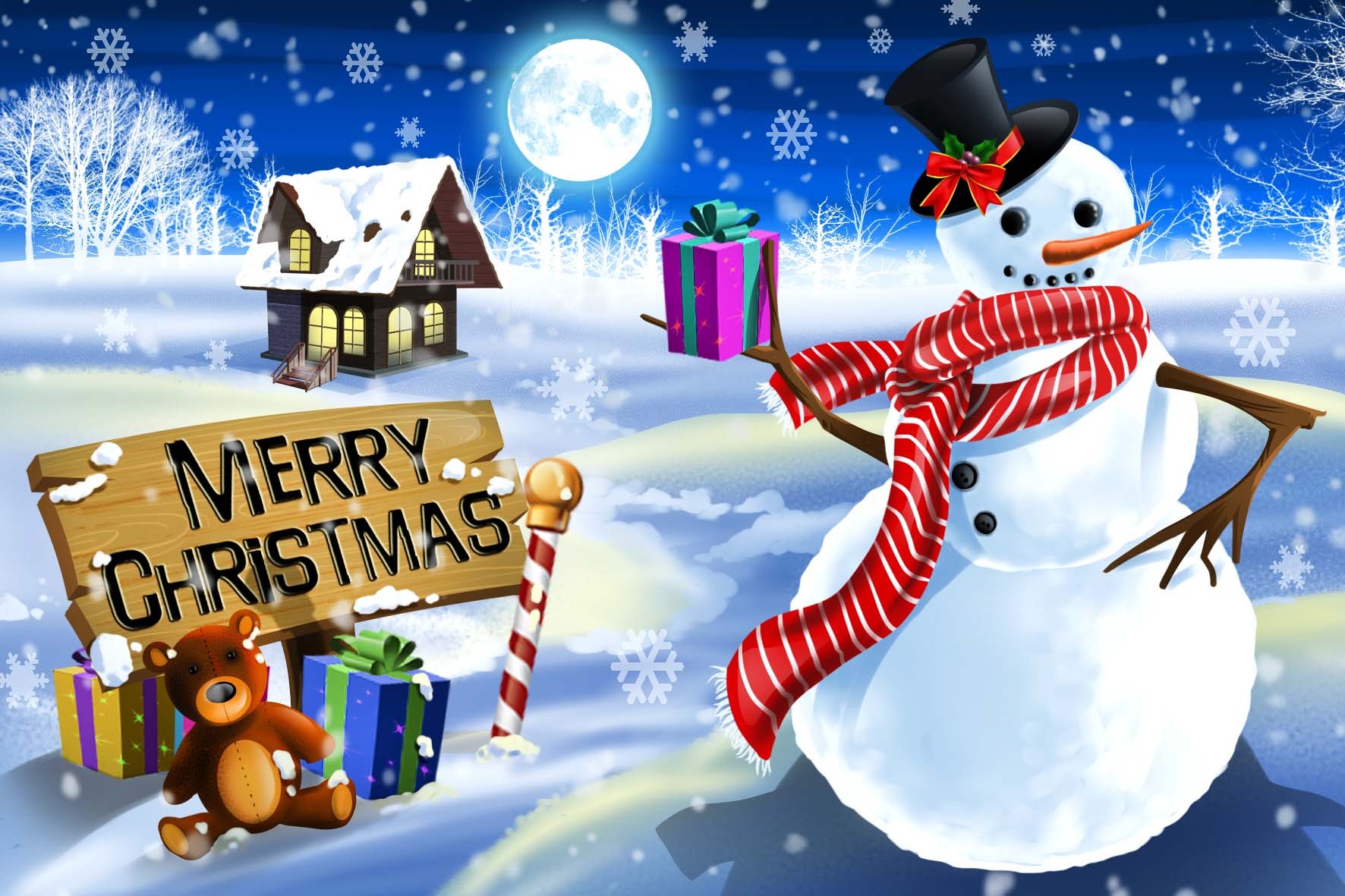 Santa Postcard, Snowman Design