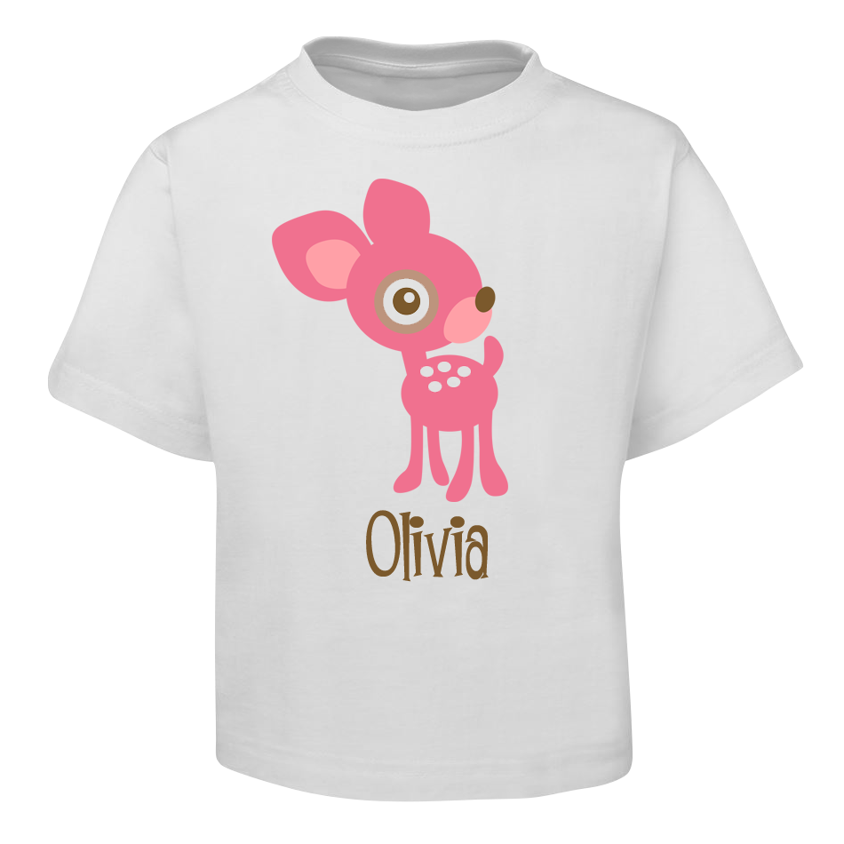 Pink Deer Kids T-Shirt Size 2 4 6 8