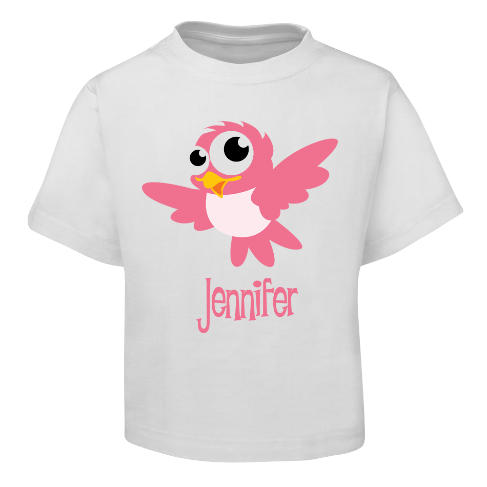 Pink Bird Kids T-Shirt Size 2 4 6 8