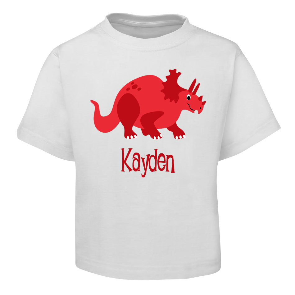 Red Dinosaur Kids T-Shirt Size 2 4 6 8