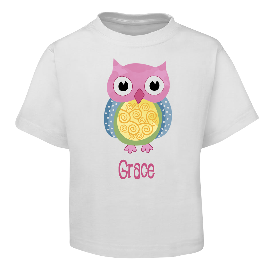 Pink Owl Kids T-Shirt Size 2 4 6 8