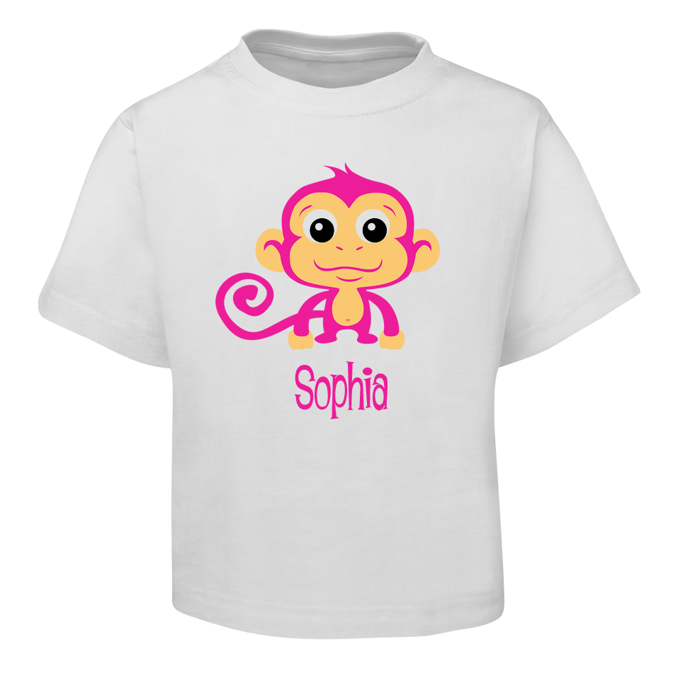 Pink Monkey Kids T-Shirt Size 2 4 6 8