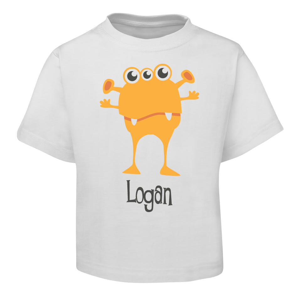 Orange Alien Kids T-Shirt Size 2 4 6 8