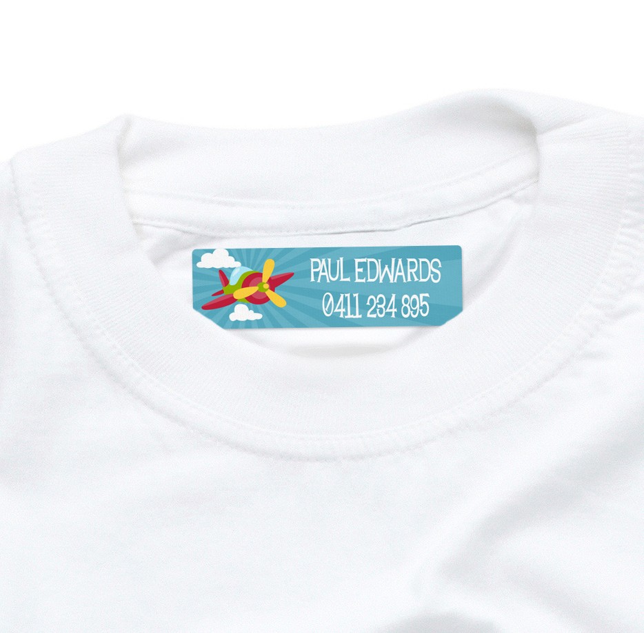 Airplane Iron On Clothing Label