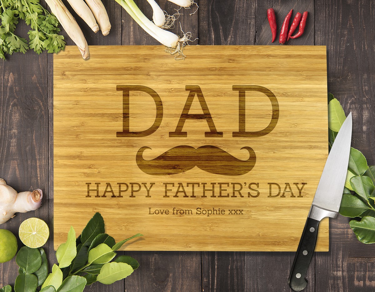 Dad Moustache Bamboo Cutting Board