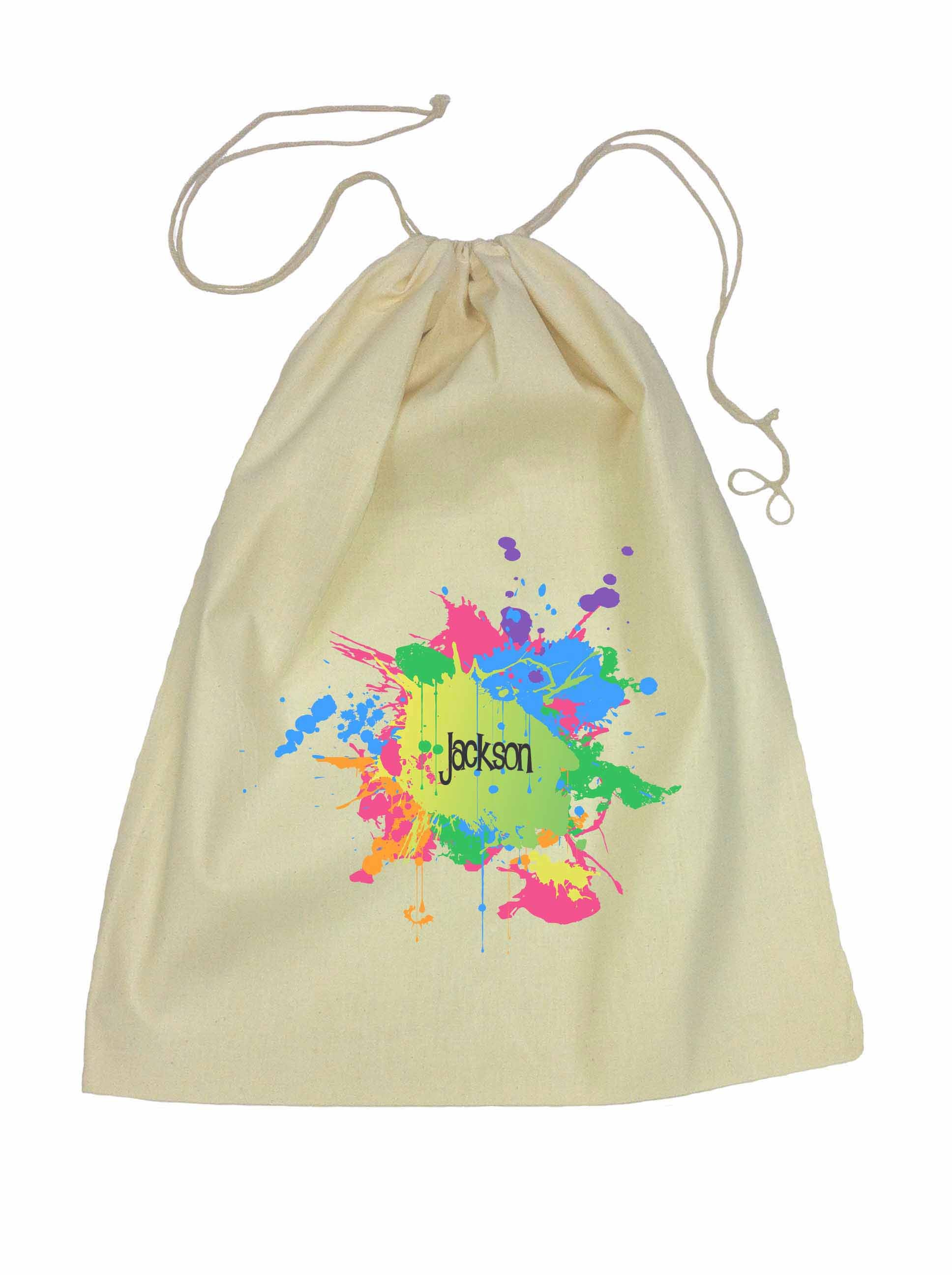 Splatter Design Drawstring Library Bag