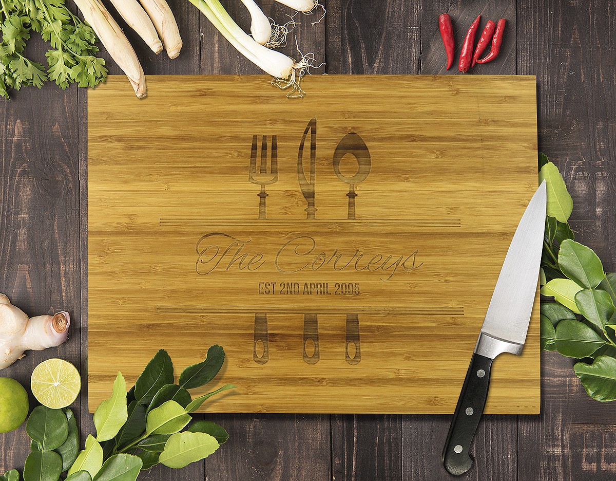 Cutlery Bamboo Cutting Board