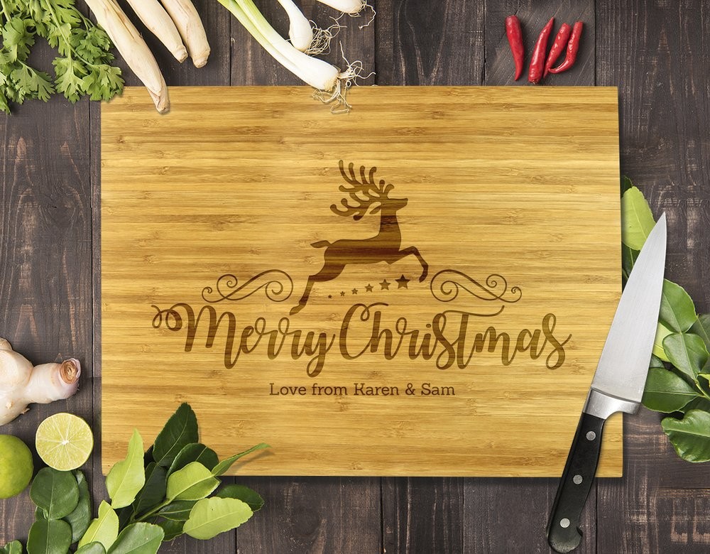 Reindeer Christmas Bamboo Cutting Board