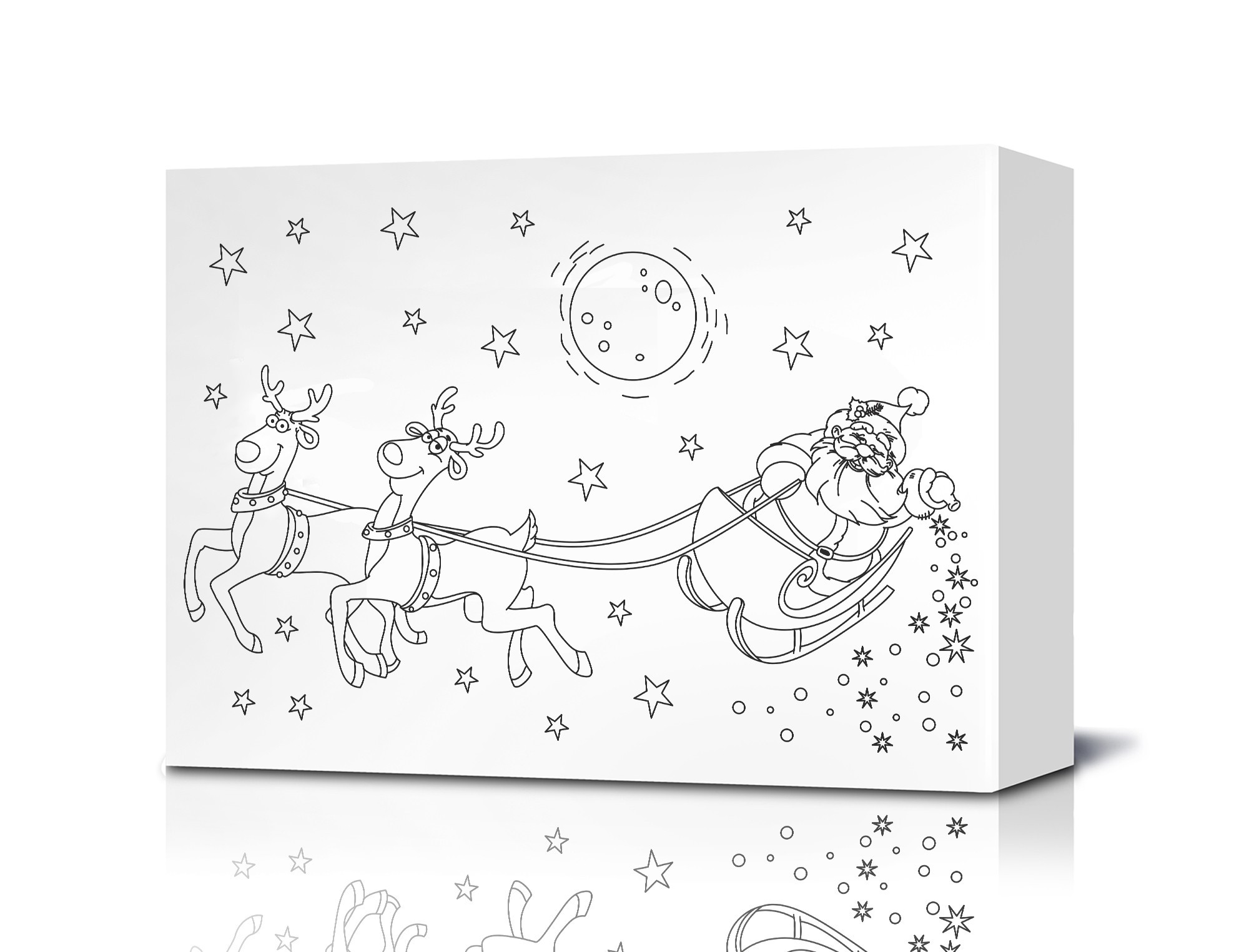 Santa Sleigh Coloring Canvas