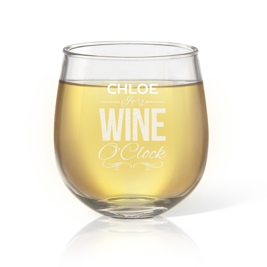 Wine O'Clock Stemless Wine Glass