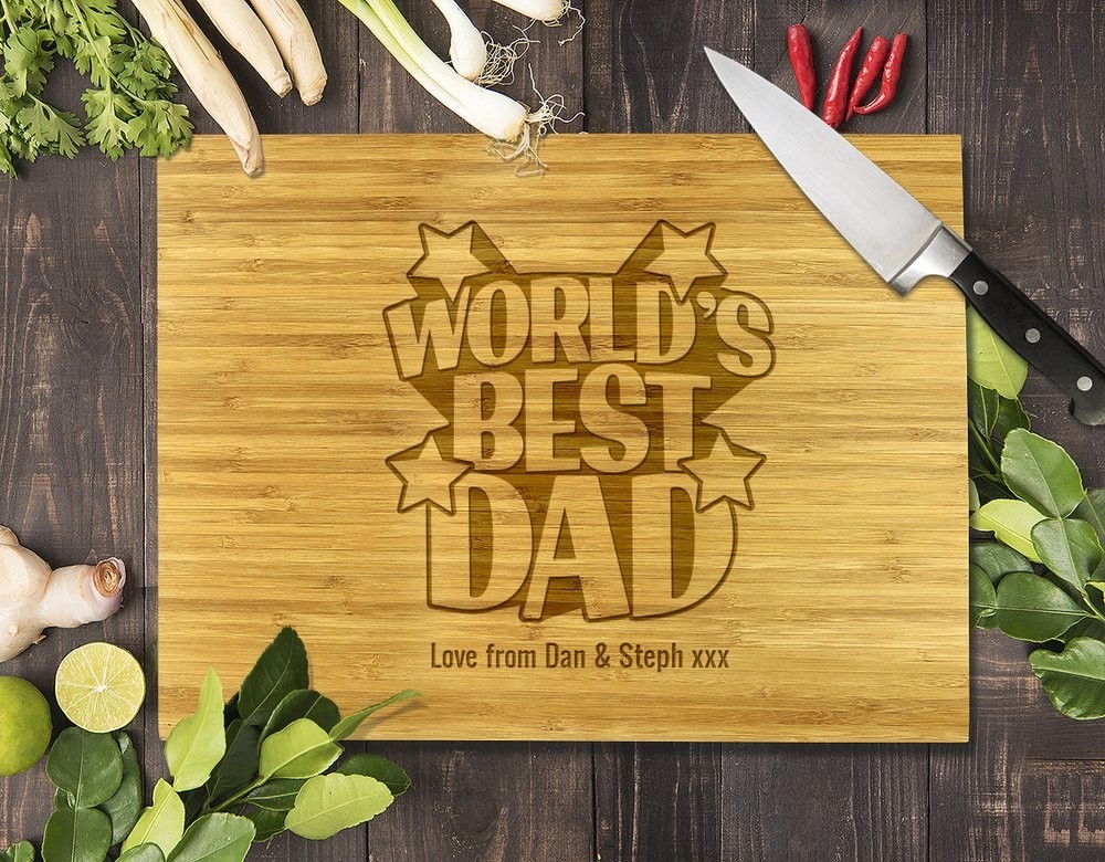 World's Best Dad Bamboo Cutting Board