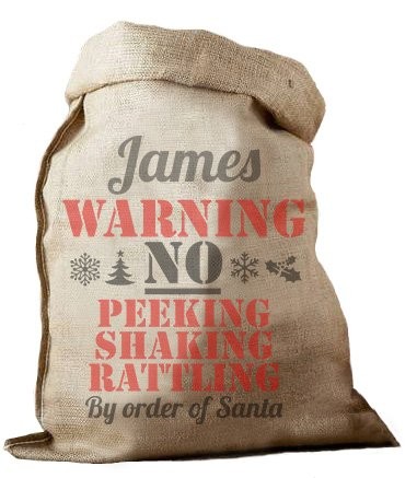 Warning Hessian Santa Sack
