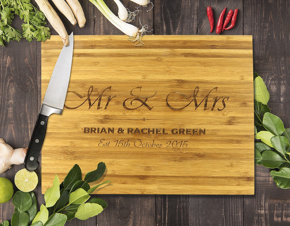 Mr & Mrs Bamboo Cutting Board