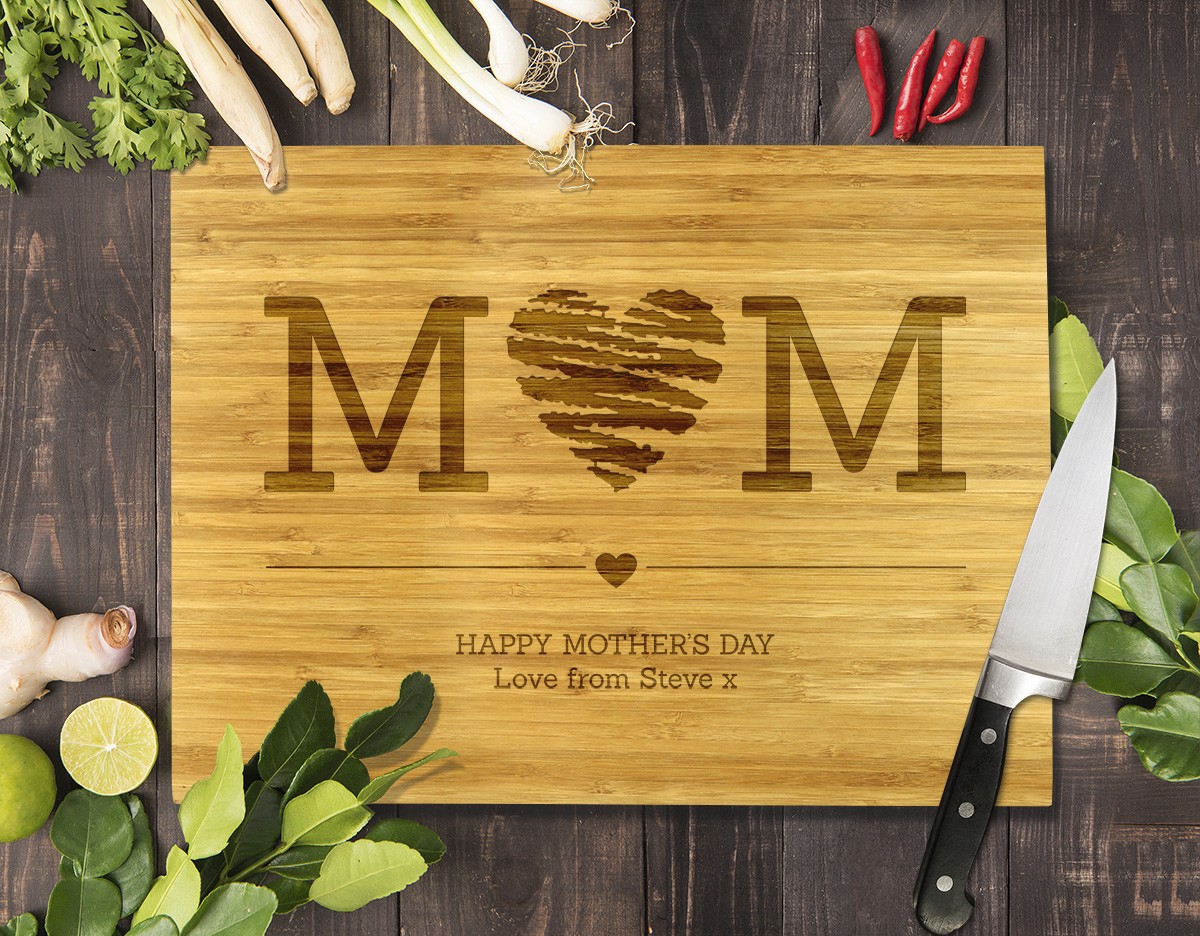 Mum Heart Bamboo Cutting Board