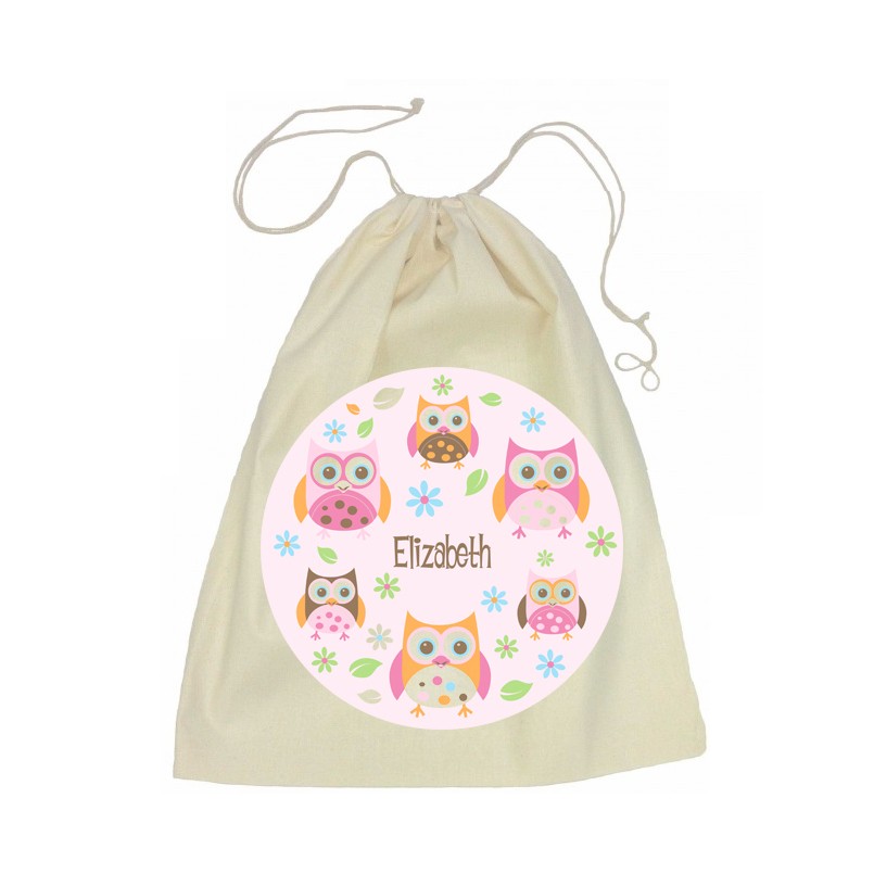 Owl Drawstring Library Bag