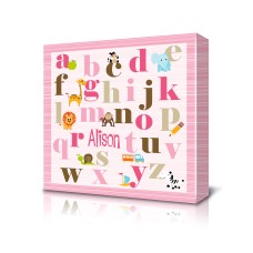 Square Canvas with Pink Alphabet