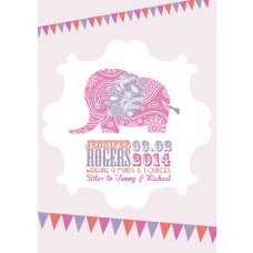 A4 Birth Print with Elephant Pink 