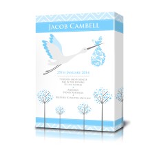 Canvas Birth Print with Stork Blue