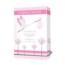 Canvas Birth Print with Stork Pink
