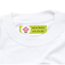 Dinkleboo Iron On label with pink Cupcake