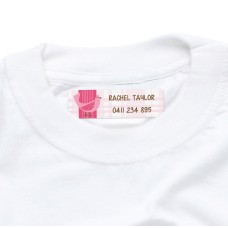 Dinkleboo Iron On label with Pink Bird
