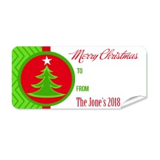 Christmas Gift Label with Green Tree