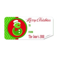Christmas Gift Label with Green Snow Man